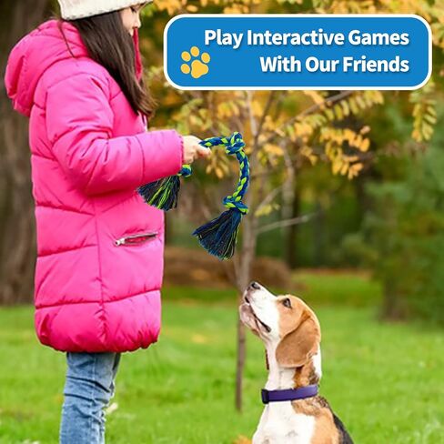 [2 Pack] Dog Rope Toys, Dog Chew Toy for Medium and Small Dogs, 3 Knots Heavy Duty Puppy Rope Toy, 100% Cotton Tug of War Dog Toys for Boredom, Teeth Cleaning in Kuwait