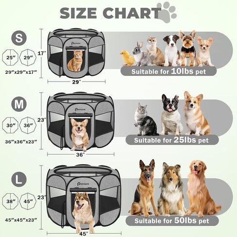 Dog Cat Playpen Indoor Outdoor for Puppy Pet Dogs Cat Recovery After Surgery, Dog Tent Crates Cage Indoor/Outdoor, Portable Pop Up Kennel with Carrying Case for Travel (Grey with Pad, Medium) in Kuwait