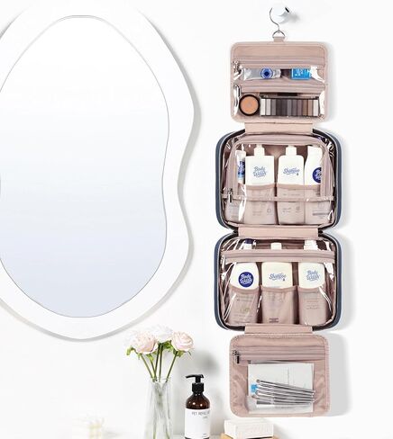 حقيبة أدوات الزينة للمسافح Nishel للنساء ، منظم معلق محمول للشامبو بحجم السفر ، والبلسم ، ومجموعة الفرش ، وملحقات المكياج ، والحجم المتوسط ​​، والوردي in Kuwait