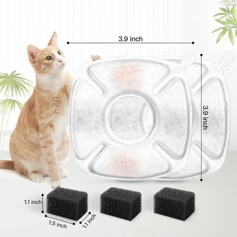 24 Pcs Cat Fountain Replacement Filters 12 Pack Cat Water Fountain Replacement Filters with 12 Pack Pre-Filter Sponges, Pet Fountain Filter Fit for 95oz/2.8L Automatic Pet Fountain Cat Water Fountain in Saudi Arabia