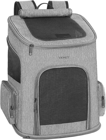Ytonet Dog Backpack Carrier, Pet Carrier Bag with Mesh for Small Dogs Cats Puppies, Comfort Cat Backpack Bag for Hiking Travel Camping Outdoor Hold Pets Up to 18 Lbs, Grey in Saudi Arabia