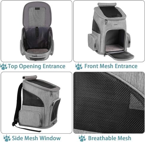 Ytonet Dog Backpack Carrier, Pet Carrier Bag with Mesh for Small Dogs Cats Puppies, Comfort Cat Backpack Bag for Hiking Travel Camping Outdoor Hold Pets Up to 18 Lbs, Grey in Saudi Arabia