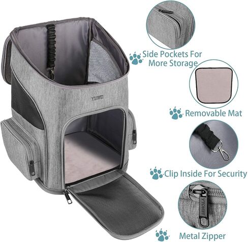 Ytonet Dog Backpack Carrier, Pet Carrier Bag with Mesh for Small Dogs Cats Puppies, Comfort Cat Backpack Bag for Hiking Travel Camping Outdoor Hold Pets Up to 18 Lbs, Grey in Saudi Arabia