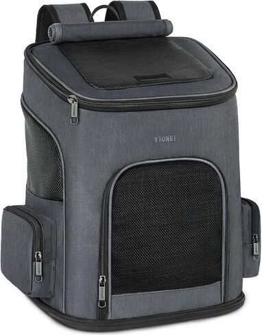 Ytonet Dog Backpack Carrier, Pet Carrier Bag with Mesh for Small Dogs Cats Puppies, Comfort Cat Backpack Bag for Hiking Travel Camping Outdoor Hold Pets Up to 18 Lbs, Grey in Saudi Arabia