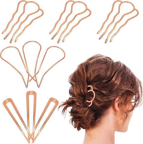 9 PCS French Hair Pins for Women CUBACO Gold Hair Pin Hair Fork Clips for Thick Hair Metal U-Shape Hair Side Combs for Girl Hair Stick for Styling Large Twist Hair Pin Decorative Updo Hair Accessories in Saudi Arabia