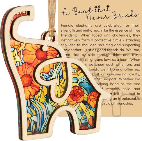 Friendship Elephant Easter Ornament with Story Card, Sisterhood Gifts for Women Tribe, Easter Basket Stuffers for Best Friends and Sisters, Special Bond Decor, Friendship Gifts for Women, Suncatcher in Saudi Arabia