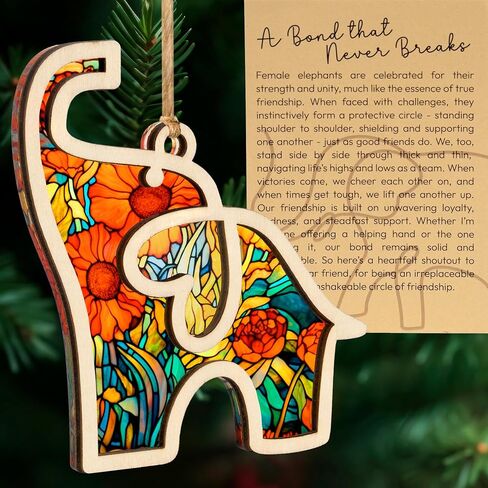 Friendship Elephant Easter Ornament with Story Card, Sisterhood Gifts for Women Tribe, Easter Basket Stuffers for Best Friends and Sisters, Special Bond Decor, Friendship Gifts for Women, Suncatcher in Saudi Arabia