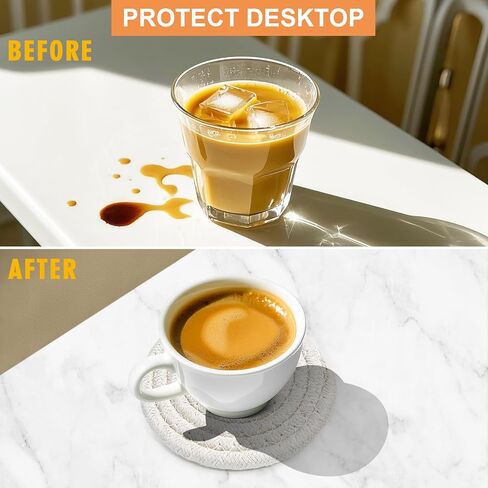 12 PCS Boho Drink Coasters ، Minimalist Cotton Handmonged Movel Extorbent Fisters ، Steal Cotton Coasters for Coffee Table ، Kitchen ، Home Decoration in Kuwait