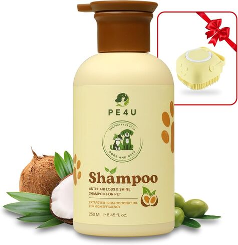 Natural Pet Shampoo for Dogs & Cats – Smooth Coat, Reduce Shedding & Odor Control – Coconut & Olive Oil Formula - Safe for Sensitive Skin, Hypoallergenic, Relieve Dry Skin - [1 Box + Gift] in Saudi Arabia