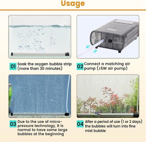 hygger Aquarium Bubble Strip, Nano Air Bubble Curtain Wall Aquarium Air Stone Kit, Quiet High Dissolved Oxygen Diffuser Fish Tank Bubbler Decorations for Freshwater Saltwater (13.8 Inch) in Kuwait