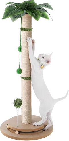 Aplatho Scratching Posts for Indoor Cats Adults - 33.2" Tall Cat Scratching Post with Sisal Rope - Cute Kitten Cat Tree Scratching Post with Interactive Ball Track in Saudi Arabia