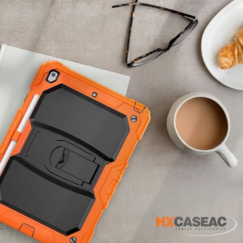 حافظة HXCASEAC مقاومة للصدمات لجهاز iPad الجيل السادس/الخامس، حافظة iPad Air 2 / Pro 9.7 بوصة مع واقي شاشة/حامل مدمج، [3 طبقات] حافظة iPad 9.7 بوصة 2018/2017/2016/2014 غطاء واقٍ، أسود in Kuwait