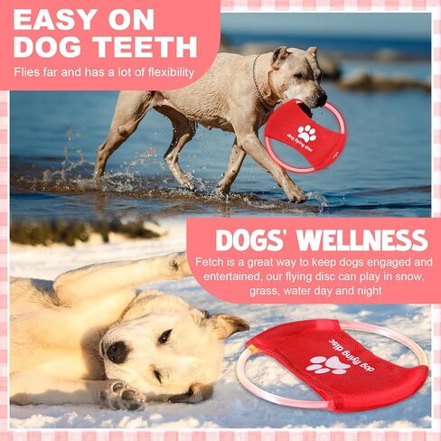LED Light Flying Disc for Dogs, Waterproof Rechargeable Light up Flying Disc Flyer Toys, Glowing Flying Disc Dog Toy with 3 Light Modes, Training Throwing Playing for Physical(Red) in Saudi Arabia