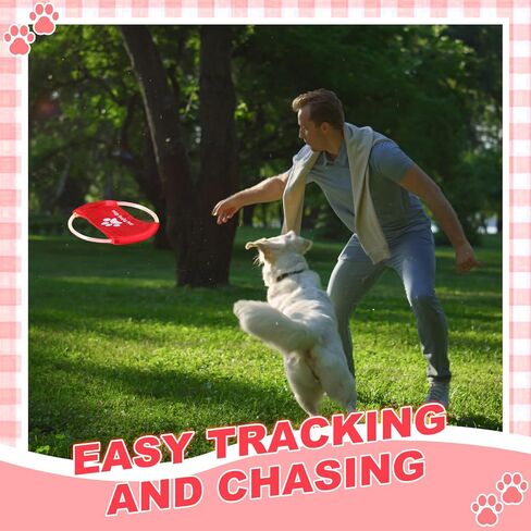 LED Light Flying Disc for Dogs, Waterproof Rechargeable Light up Flying Disc Flyer Toys, Glowing Flying Disc Dog Toy with 3 Light Modes, Training Throwing Playing for Physical(Red) in Saudi Arabia