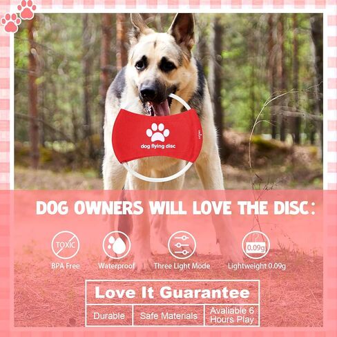 LED Light Flying Disc for Dogs, Waterproof Rechargeable Light up Flying Disc Flyer Toys, Glowing Flying Disc Dog Toy with 3 Light Modes, Training Throwing Playing for Physical(Red) in Saudi Arabia