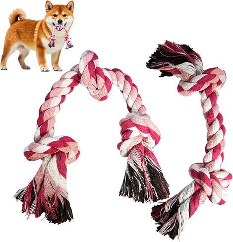 Puppy 3 Pack Cotton Knot Rope Toys for Small Dogs & Puppies, Durable Teething & Tug of War Chew Toy, Safe Interactive Toy for 2-8 Months Pets and High Active Puppy (Pink, Small) in Kuwait