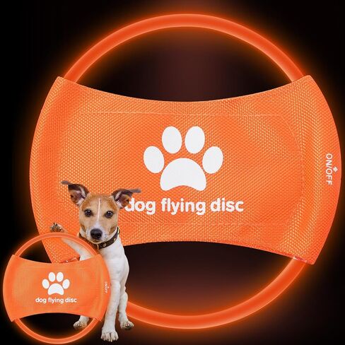 LED Light Flying Disc for Dogs, Waterproof Rechargeable Light up Flying Disc Flyer Toys, Glowing Flying Disc Dog Toy with 3 Light Modes, Training Throwing Playing for Physical(Red) in Saudi Arabia