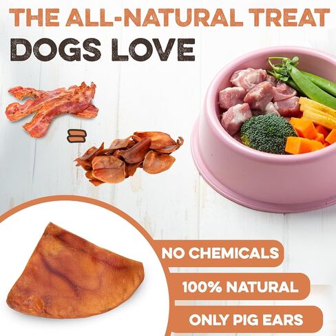 100% Natural Whole Pig Ear Dog Treat - 12 Pack Our Healthy Pig Ears Are Easy To Digest, Chemical & Hormone Free Thick Cut For Aggressive Chewers, Great Small Or Large Dogs in Kuwait