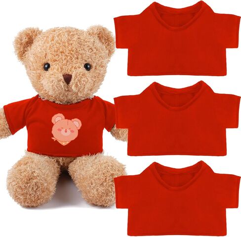 3 Pcs Sublimation Shirt Fit 14-18 Inch Stuffed Bear Blank Stuffed Bear Clothes Plush Bear T Shirts for DIY Make Unique Stuffed Doll Clothes in Saudi Arabia