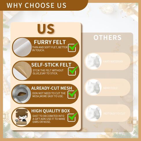 Therian Mask Kit with Fur & Eye Mesk and Felt Sheet,Cat Mask All-in-One to Paint, Blank White Mask for Cosplay Christmas in Saudi Arabia