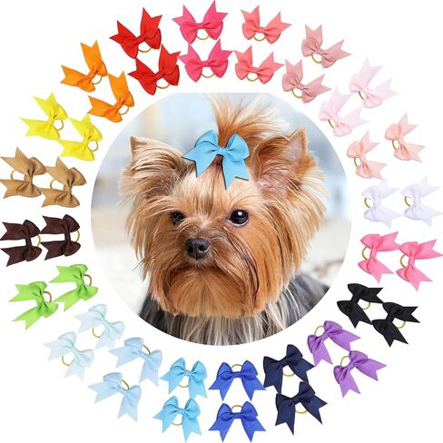 Puppy Dogs Hair Barrettes Bows with Rubber Bands,Hair Accessories Bow Pet Grooming Cute Pet Small Hair Bowkno in Saudi Arabia