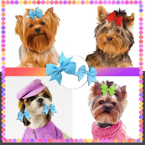 Puppy Dogs Hair Barrettes Bows with Rubber Bands,Hair Accessories Bow Pet Grooming Cute Pet Small Hair Bowkno in Saudi Arabia