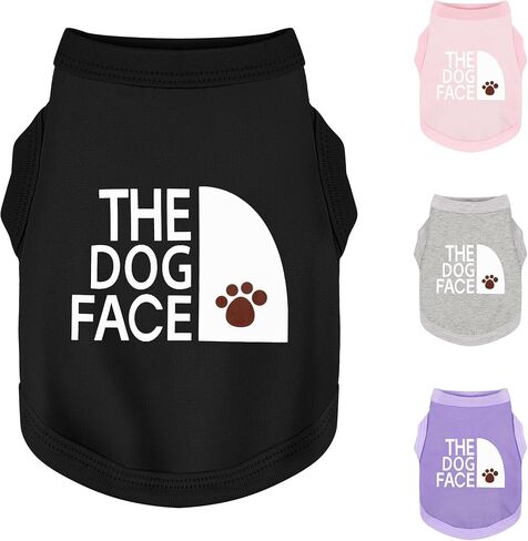 Personality Canine Attire: Soft, Lightweight Cotton Dog Clothes with 'The Dog Face' Print. Small and Medium Breeds, Perfect for Everyday Wear, Comfortable and Breathable Dog Shirt Black M in Saudi Arabia