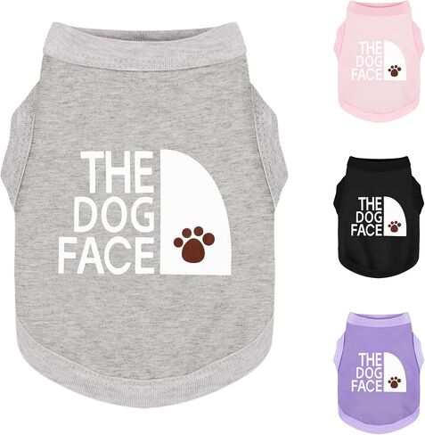 ملابس الكلاب الشخصية: ملابس الكلاب القطن الناعمة وخفيفة الوزن مع طباعة "The Dog Face". سلالات صغيرة ومتوسطة ، مثالية للارتداء اليومي ، قميص كلب مريح ومريح أسود م in Saudi Arabia