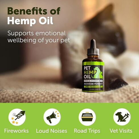 Hemp Oil for Dogs and Cats - Organic Hemp Oil Drops for Anxiety Relief, Stress,Pain, Calming, Sleep, Arthritis - Hip and Joint Support - Skin Health, Anti-Inflammatory - Omega 3-6-9 Pet Drops (2 Pack) in Saudi Arabia