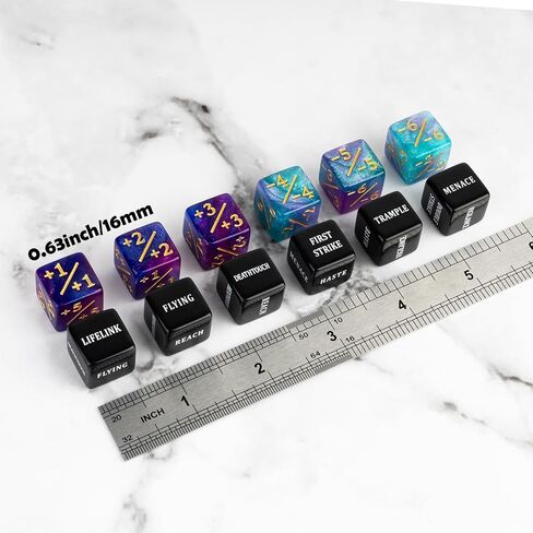 48 Pieces Abilities Keywords MTG Dice Counters Plus One Life Counter Dice Bulk Creature Stats Buff Tokens Dice Set for Magic The Gathering, MTG, Card Games Accessories in Saudi Arabia