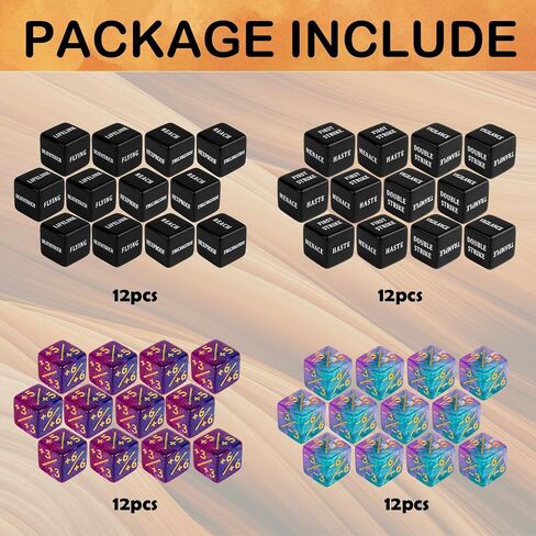 48 Pieces Abilities Keywords MTG Dice Counters Plus One Life Counter Dice Bulk Creature Stats Buff Tokens Dice Set for Magic The Gathering, MTG, Card Games Accessories in Saudi Arabia