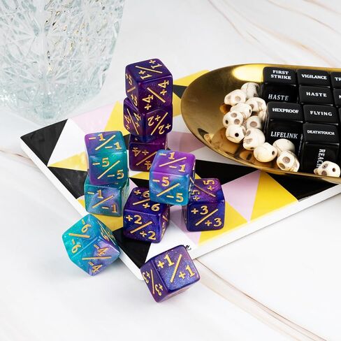 48 Pieces Abilities Keywords MTG Dice Counters Plus One Life Counter Dice Bulk Creature Stats Buff Tokens Dice Set for Magic The Gathering, MTG, Card Games Accessories in Saudi Arabia