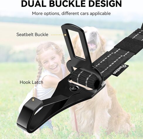 Pawaboo 2Pack Dog Seatbelt for Car, 3-in-1 Dog Car Seat Belt Bungee,Shockproof Dogs Tether for Car with Buckle & Hook Latch, Adjustable Reflective Dog Car Harness Leash with 360° Lockable Buckle,Black in Saudi Arabia