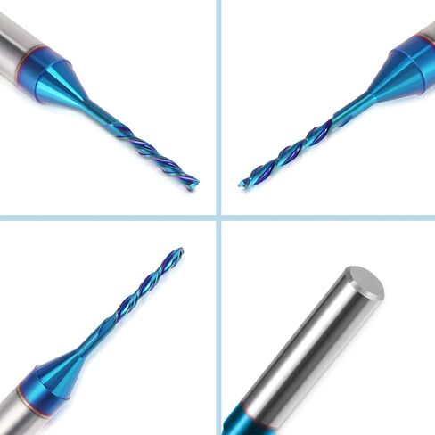 HQMaster Spiral Router Bits Up & Down Cut Bit 1/8" Cutting Diameter, 1/4" Shank Solid Carbide CNC End Mill Compression Bit with Nano Blue Coating for Wood Carving Engraving Grinding in Kuwait