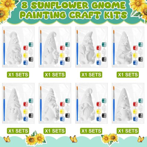 Foilswirl 8 Pcs Mother's Day Gnome Ceramics to Paint Ready to Paint Your Own Ceramic Gnome Statues Valentine's Day DIY Unpainted Ceramics Paintable Figurines Kit Crafts with Brush Palette in Kuwait