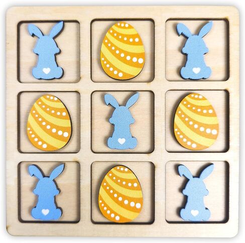 Easter Tic Tac Toe, Wooden Tic Tac Toe, Tic Tac Toe Game For Kids, Mini Tic Tac Toe Board, Easter Gift For Kids, Easter Basket Stuffers for Kids, Easter Games for Kids, Easter Gift 2025 (Blue) in Kuwait