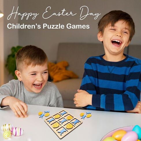 Easter Tic Tac Toe, Wooden Tic Tac Toe, Tic Tac Toe Game For Kids, Mini Tic Tac Toe Board, Easter Gift For Kids, Easter Basket Stuffers for Kids, Easter Games for Kids, Easter Gift 2025 (Blue) in Kuwait