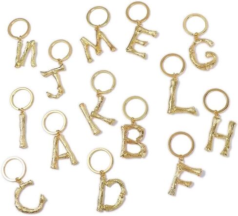 Keychain Alphabet Keyring Stainless Steel Letter Keychain Key Ring Birthday Key Chain for Men and Women Gold (Q) in Saudi Arabia