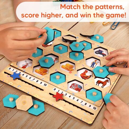 Memory Game Box, Wooden Matching Games for Toddlers 3-8, toddler travel toys, roadtrip essentials for kids, Airplane/Car/Camping Activity, Ideal Christmas, Birthday Gifts (Basic) in Saudi Arabia