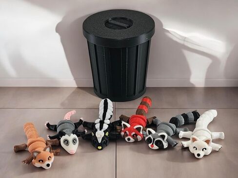 3D Printed Woodland Animal Toys, 6-Piece Set with Articulated Bodies, Mini Collectible Raccoon Fox Skunk Possum Figures (Black) in Kuwait