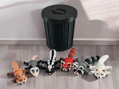 3D Printed Woodland Animal Toys, 6-Piece Set with Articulated Bodies, Mini Collectible Raccoon Fox Skunk Possum Figures (Black) in Kuwait