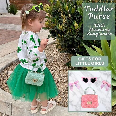 Green Toddler Purse For Toddlers 1-3 Year Old | Sage Kids Purses For Girls Age 4-6 | With Sunglasses and Gift Box (04-Mint) in Saudi Arabia