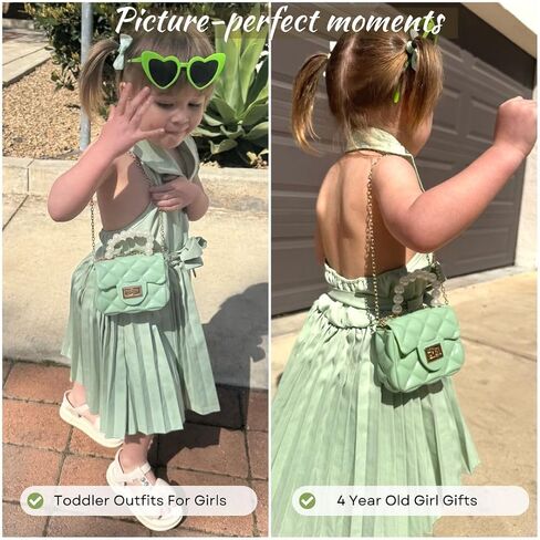 Green Toddler Purse For Toddlers 1-3 Year Old | Sage Kids Purses For Girls Age 4-6 | With Sunglasses and Gift Box (04-Mint) in Saudi Arabia