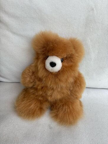 9.8"- Alpaca Fur Teddy Bear, Handmade Cute Stuffed Animal Toy for Kids, Soft Cuddly Stuffed Bear for Girls and Boys, Plush Teddy Gift for Kids and Adults, 7.08 Inch (White) in Kuwait