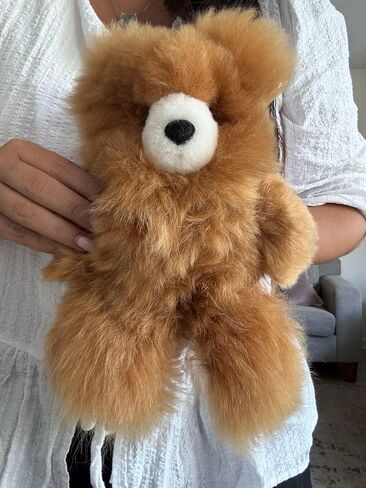 9.8"- Alpaca Fur Teddy Bear, Handmade Cute Stuffed Animal Toy for Kids, Soft Cuddly Stuffed Bear for Girls and Boys, Plush Teddy Gift for Kids and Adults, 7.08 Inch (White) in Kuwait