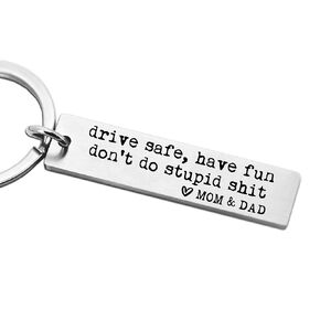 Drive Safe Have Fun Don't Do Stupid Sh*t Keychain, Laser Engraved Gift, Love Mom Dad, Teenager Key Chain, New Driver Gift, Sweet Sixteen Birthday, Graduate Keychain Gift (Mom)