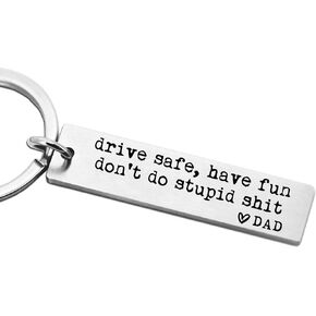Drive Safe Have Fun Don't Do Stupid Sh*t Keychain, Laser Engraved Gift, Love Mom Dad, Teenager Key Chain, New Driver Gift, Sweet Sixteen Birthday, Graduate Keychain Gift (Mom) in Kuwait