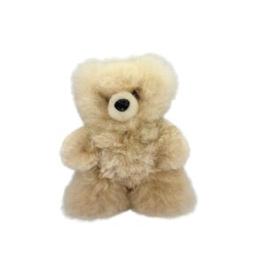9.8"- Alpaca Fur Teddy Bear, Handmade Cute Stuffed Animal Toy for Kids, Soft Cuddly Stuffed Bear for Girls and Boys, Plush Teddy Gift for Kids and Adults, 7.08 Inch (White)