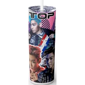 Top Tumbler 20 Oz Kpop Gifts For Teens, Slim Insulated Stainless Steel Drinkware With Straw & Lid, Korean Pop Music Gift For Idol Fans, K-Pop Purple Travel Accessory For Hot & Cold Drinks, Cute Big Bang