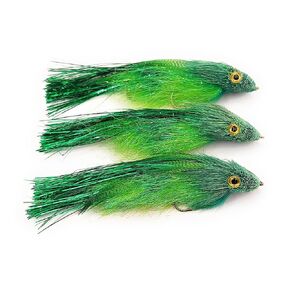 Set of 3 articulated streamers for fly fishing. bass, trout and all freshwater fish species 4'' long combination (many colors available) (White)